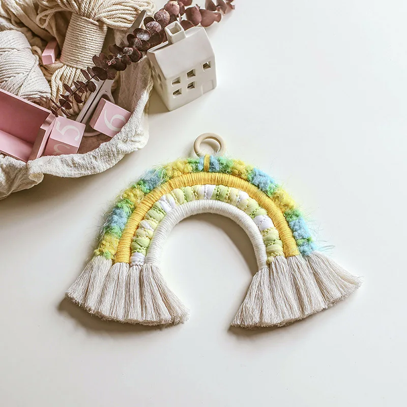 

Children Room Handmade Rainbow Tapestry Household Wall Hanging Decorations Rainbow Hanging Decor Pendant