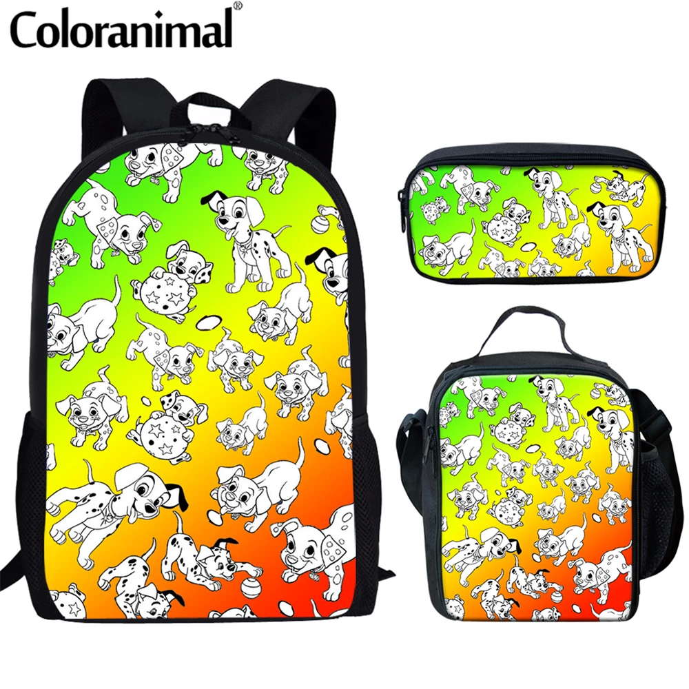 

Coloranimal Primary Children School Bags Set Gradient Dalmatian Dogs Print Student Backpacks Girls Boys Cartoon Mochila Student