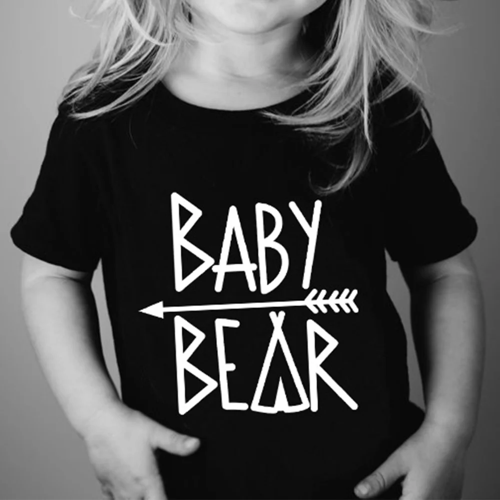 Мужская футболка с надписью Papa/Mama/Baby Bear Повседневная круглым вырезом и короткими
