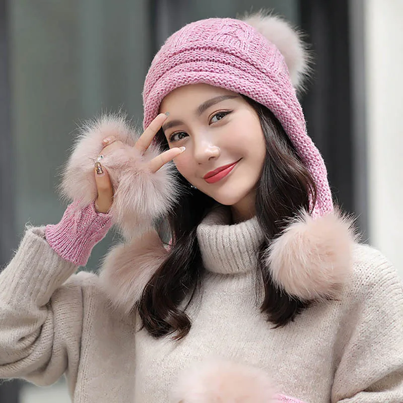 Calymel модная новинка вязаная шерстяная шапка перчатки набор для женщин осень и