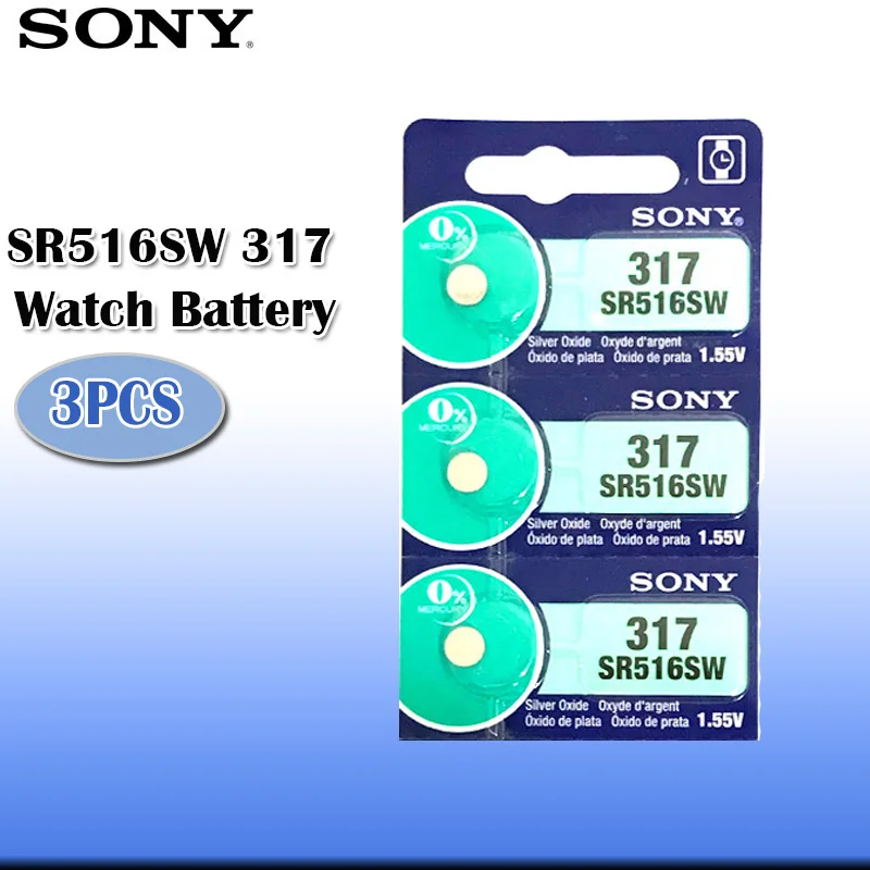 3 шт./лот sony 317 SR516SW SR516 1,55 V оксида серебра часы Батарея 317 SR516SW SR516 Сделано в Японии