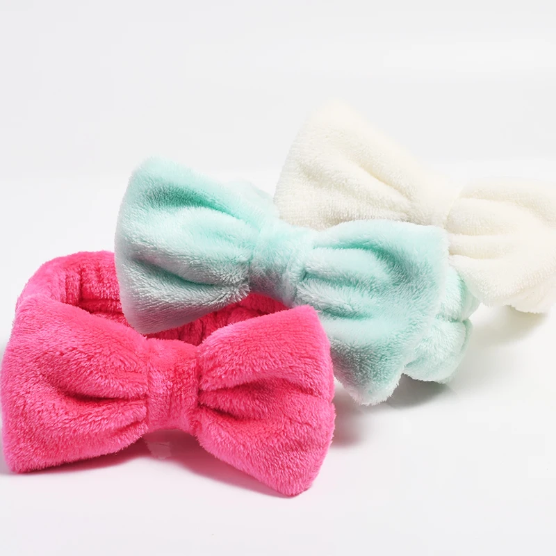 Повязка для волос с бантом женская однотонный Эластичный Бант из кораллового