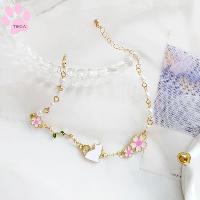 Модный новый браслет Obawa 2020 милый кот цветок коготь колокольчик звезда лист для