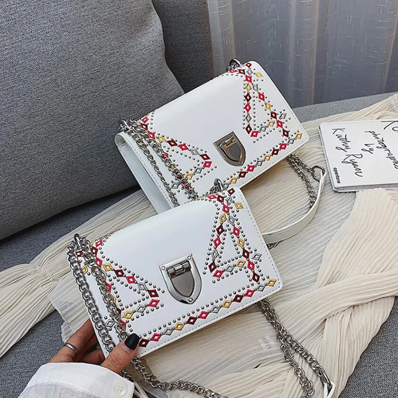 2019 new vintage embroidery women handbags crossbody shoulder bags small flap ladies hand pu leather luxury dames tassen | Багаж и сумки