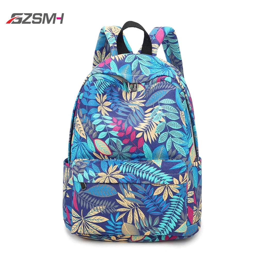 

2020 Men Blue Backpack Maple Leaf Printing Schoolbag for Boys Girls Waterproof Women Children Medium Travel Backbag Rucksack