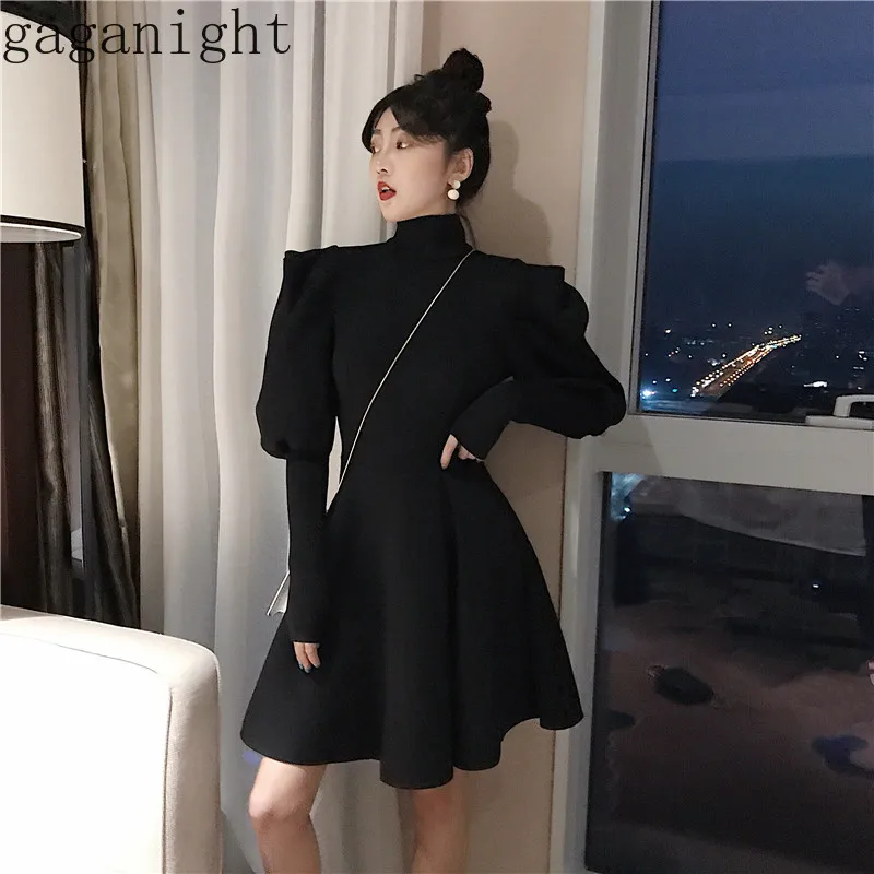 Gaganight черные элегантные вечерние женские короткие платья облегающие с длинным