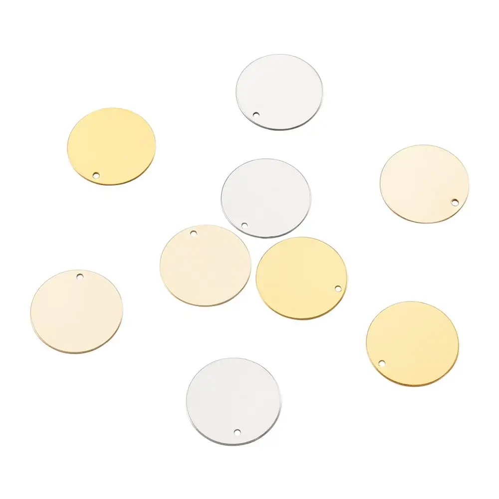 

24 шт латунные подвески плоские круглые подвески для браслета ожерелье цепочка для изготовления ювелирных изделий DIY Аксессуары 3 цвета 20x0.5м...