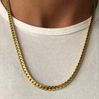 punk 47mm embossing flat snake chain necklace goldsilver color stainless steel chains for men women fashion jewelry 18 29