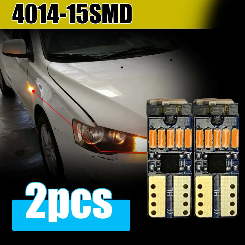 

12V/24V LED Light Bulb 168 194 192 175 2PCS 3000K 4014 Amber Error Free