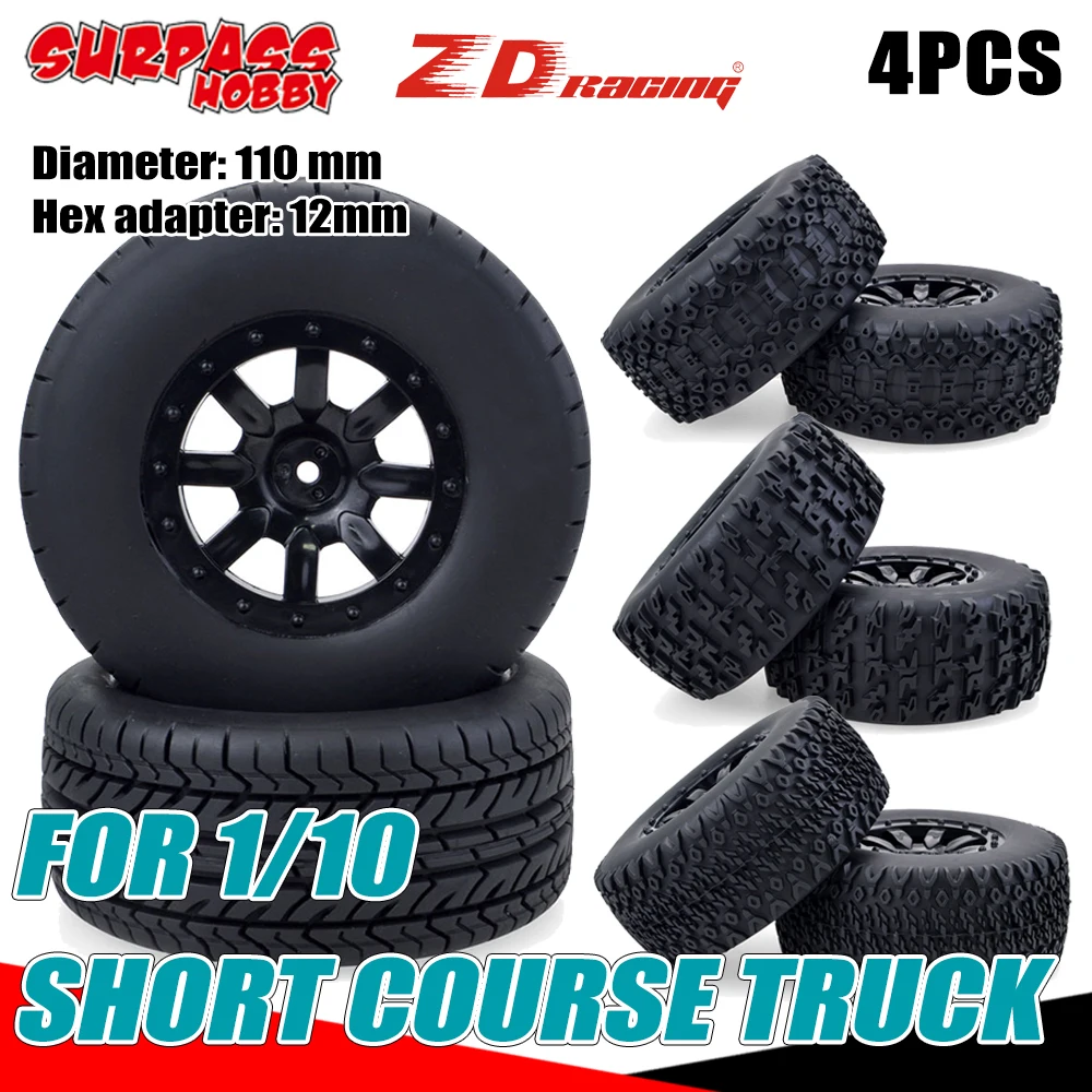 

Шины для коротких грузовиков Surpass Hobby ZD, 4 шт., шестигранный адаптер для радиоуправляемой машинки, 12 мм, 110 мм для внедорожников 1/10 Wltoys Traxxas 12423