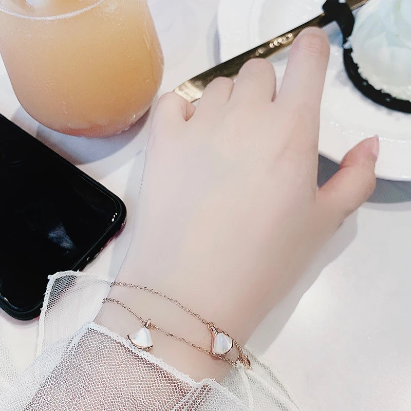 

S925 sterling silver bracelet exquisite red shell rose gold bracelet jewelry wholesale gift3
