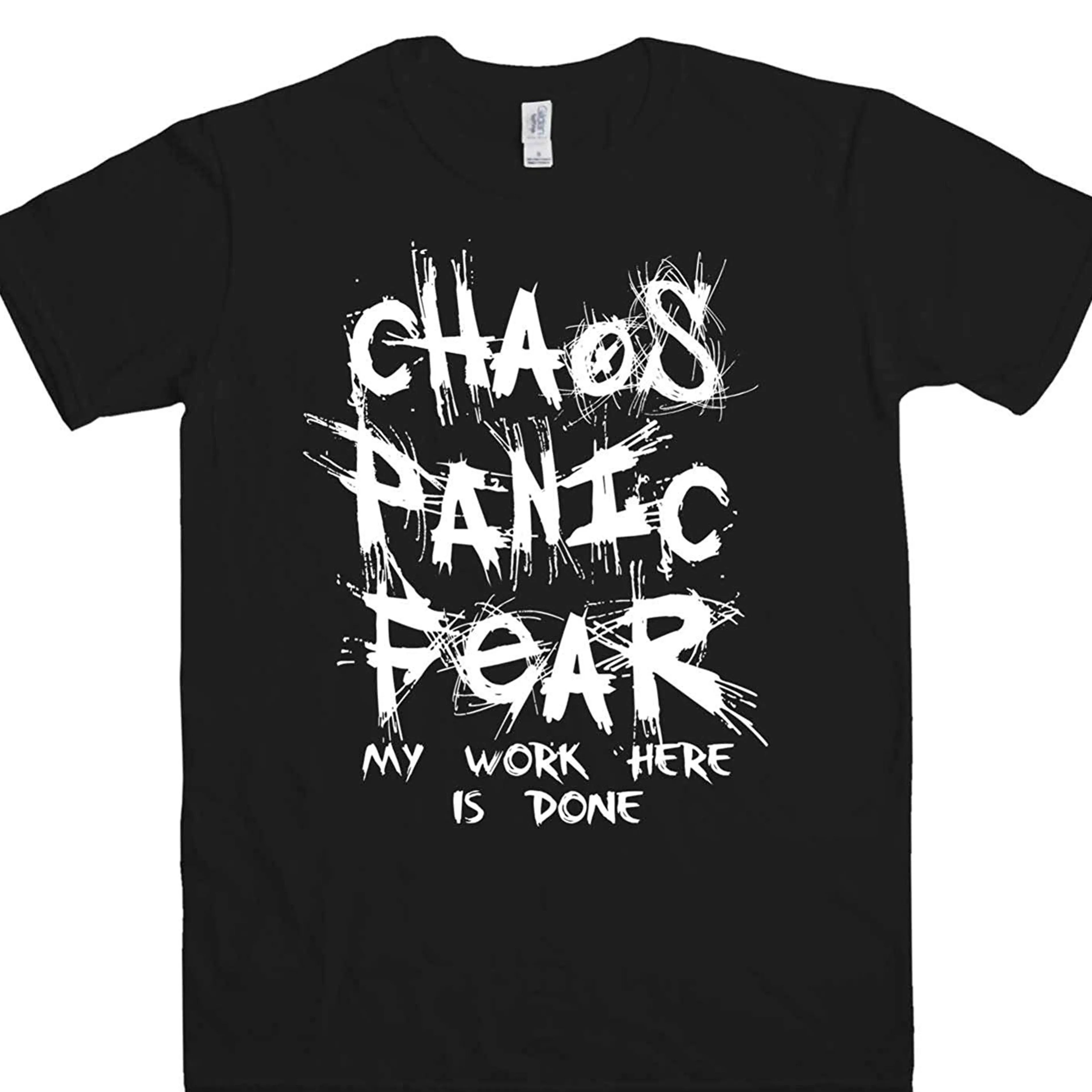 Hommes Chaos Panic Fear My Work Here Is Done Футболка с принтом Летний стиль|Мужские футболки| |