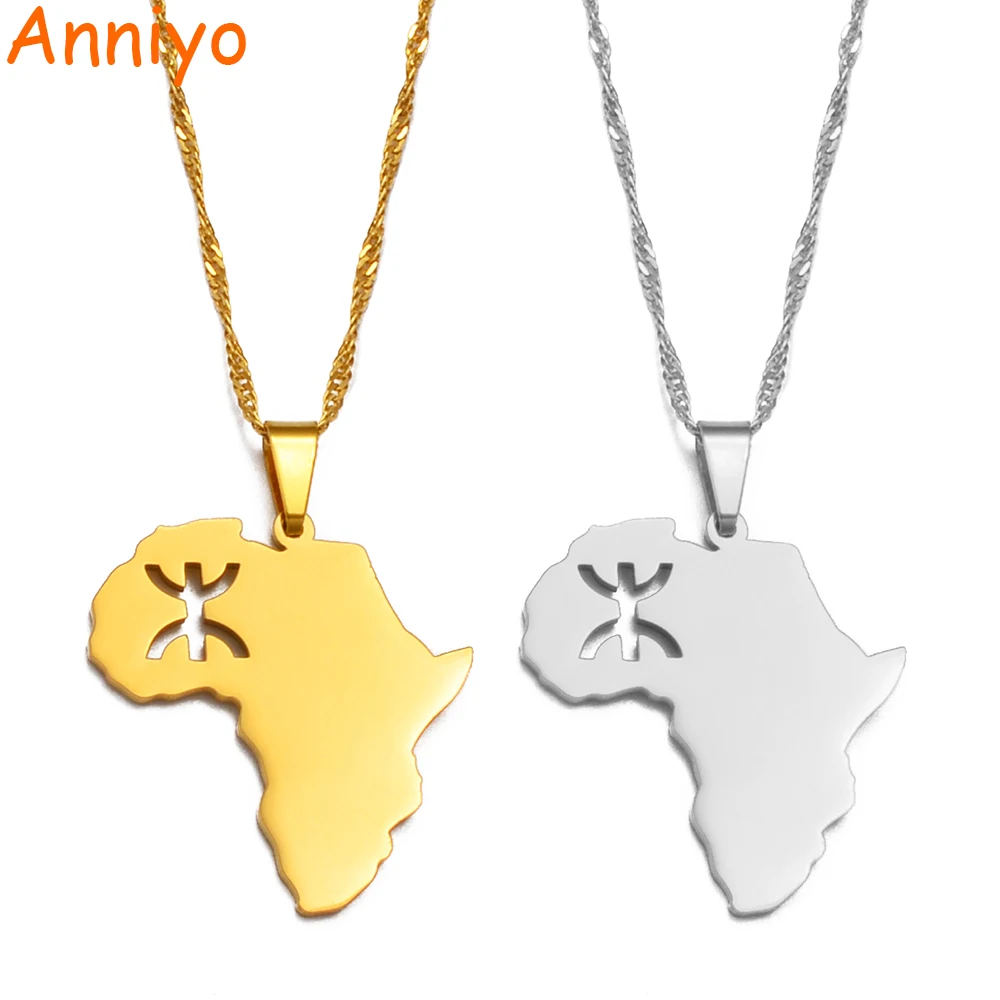 

Anniyo Africa Map Berbers Pendant Necklaces African Berber Jewelry for Women Men #234921