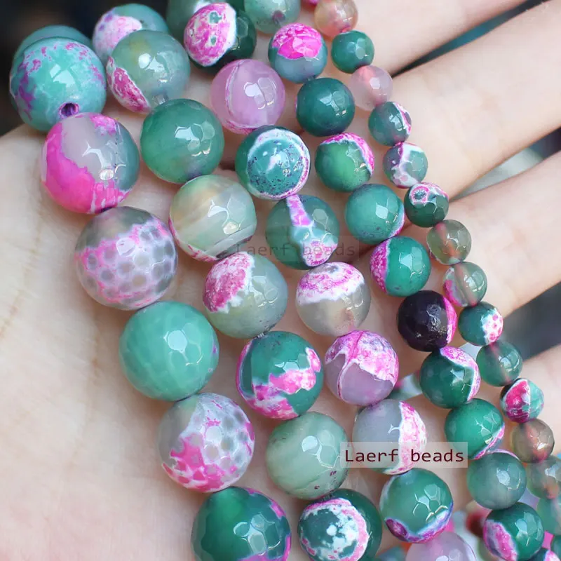 

Faceted Pink Green Agate 6-12mm Round Loose Beads 14inch ,Wholesale For DIY Jewellery Free Shipping !