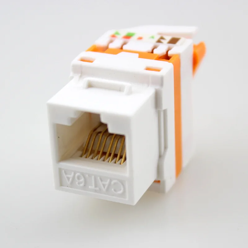 Bestellen Neue 180 Grad Französisch Modul Cat6A Freies Spin Modul RJ45 Modul Netzwerk Keystone Jack Stecker