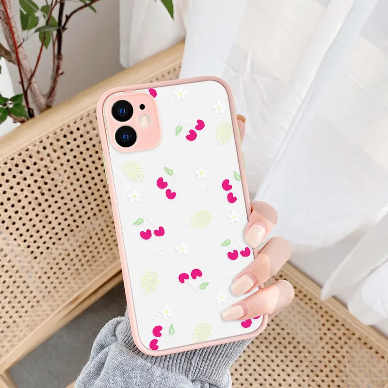 

Flower Painted Case For iPhone 11 12 Pro Max Case 12 Mini Cute Bear Soft PC For Funda iPhone 7 8 Plus XS XR X 6 6S SE 2020 Cover