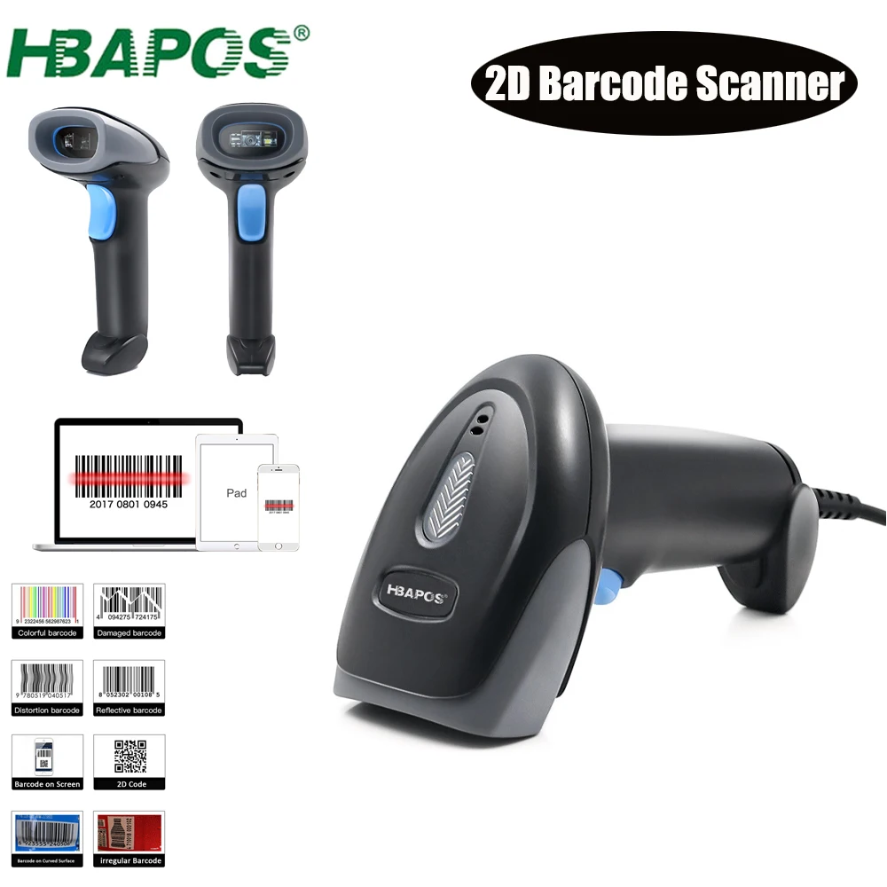 

Wireless/USB Wired Handheld Barcode Scanner 1D 2D Scanner QR PDF417 Data Matrix Bar code Reader for Warehouse Inventory POS