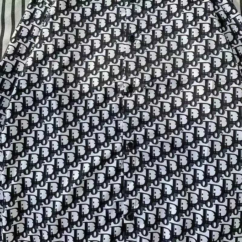 

2021 New Fashion Men's Shirt Slim-Fit Men's Long-Sleeved Shirt Hawaiian Casual Shirt Men's Single-Breasted Letter Printed Clothi