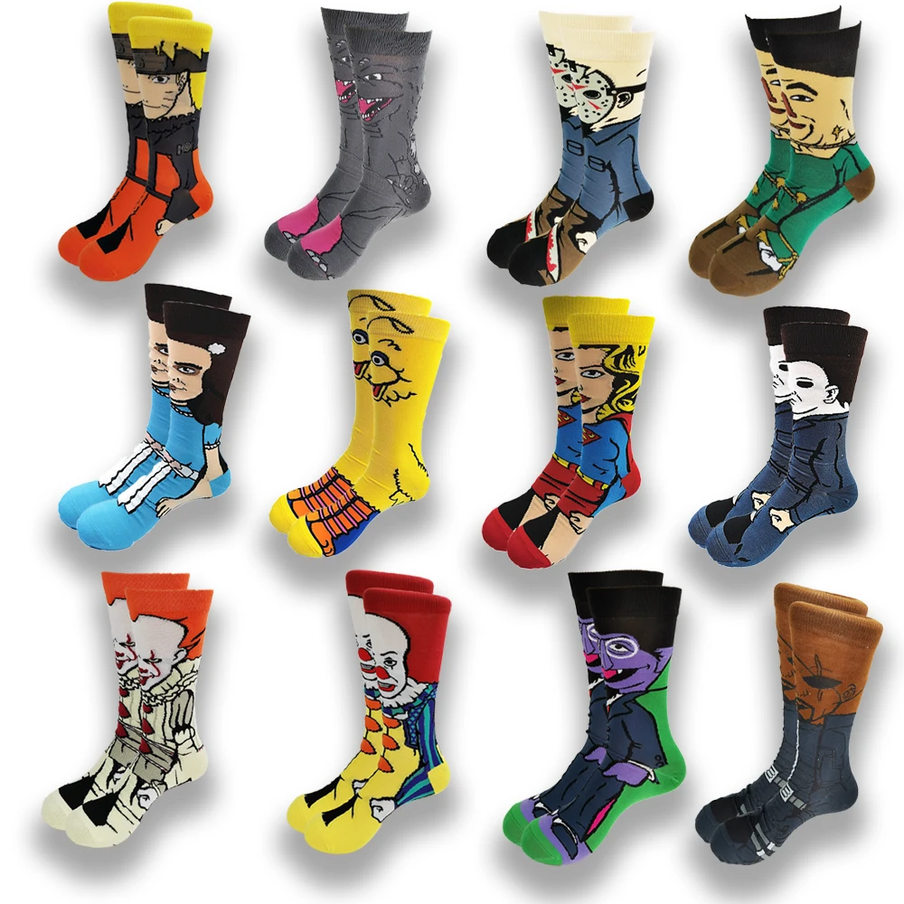 Осенне зимние удобные мужские носки для отдыха Мультяшные анимационные мягкие