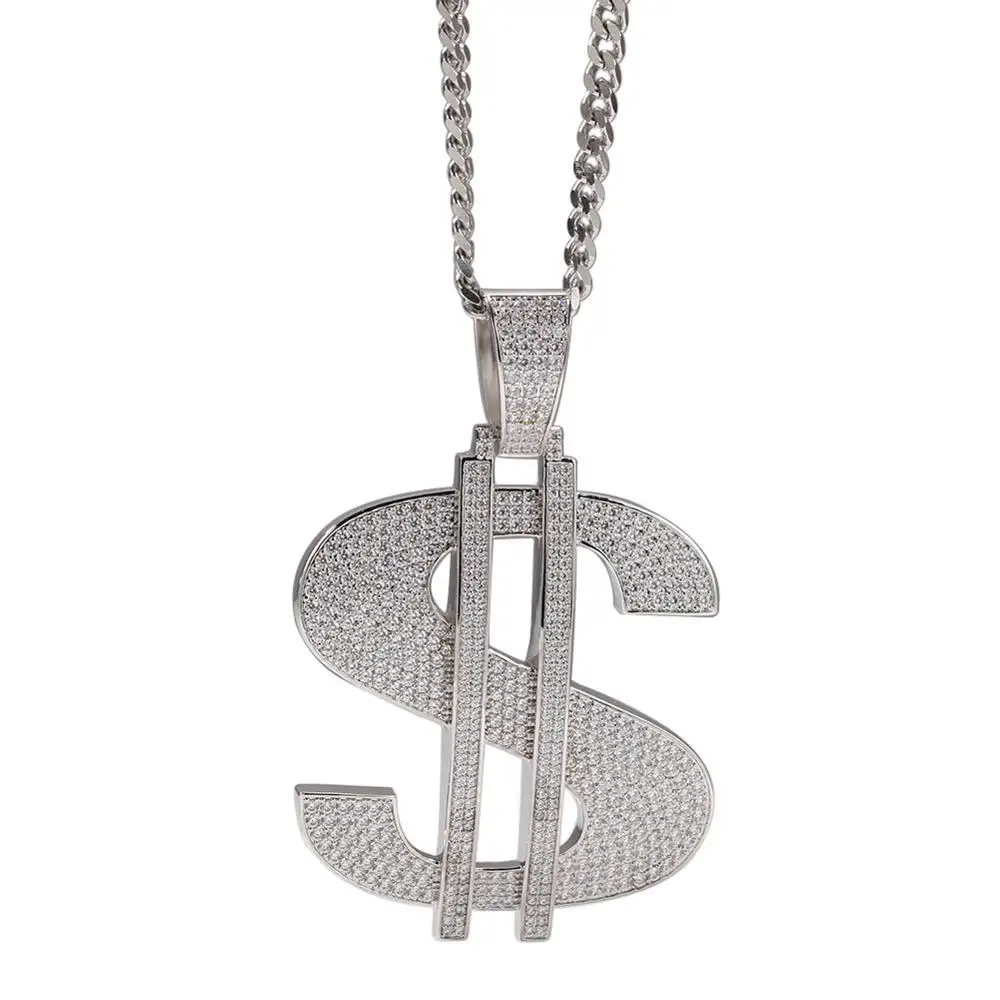 

Men Hip hop iced out bling Dollar pendant necklaces micro pave AAA Zircon Hiphop necklace Hiphop jewelry fashion gifts
