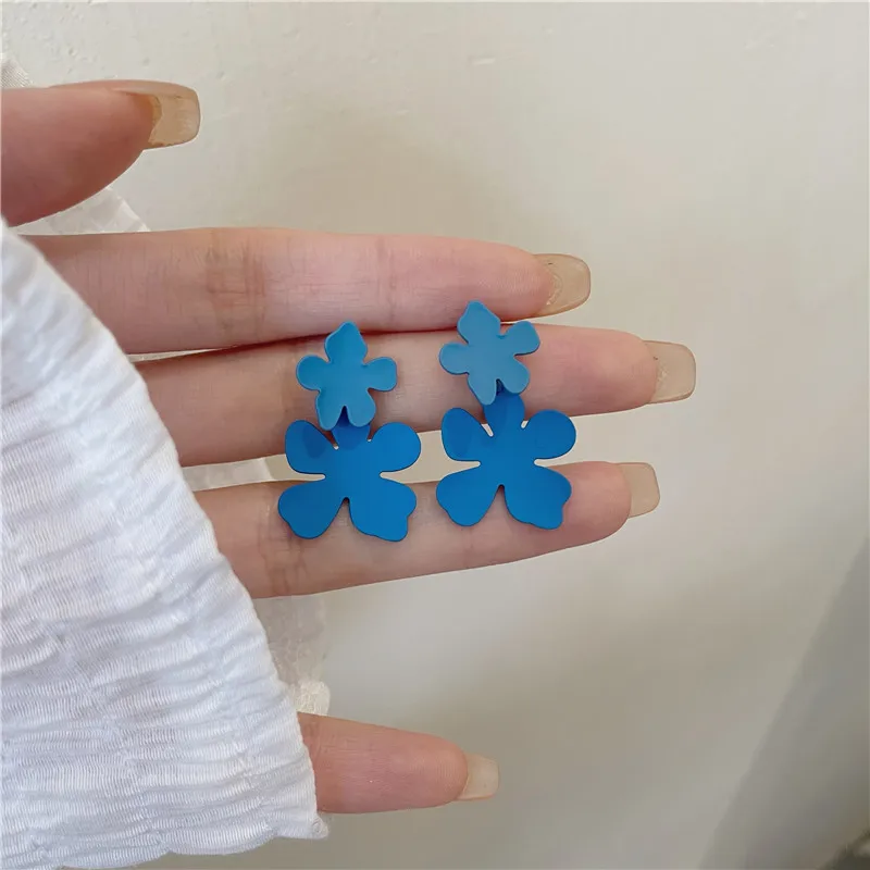 

Blue flower ear stud new INS wind ear ornament ear clip without ear hole
