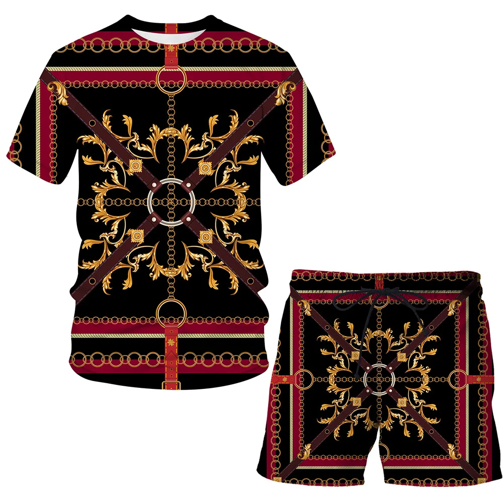 

New 3D Luxury Suit Summer Man / Woman Clothes 2021 Fashion Short Sleeve Shirt Casual Breathable T-shirt 2-Piece Set Men clothing