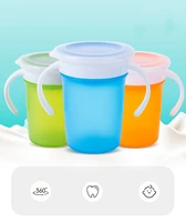 can be rotated baby learning drinking cup with double handle flip lid leakproof magic cup infants water cups training cup dropsh
