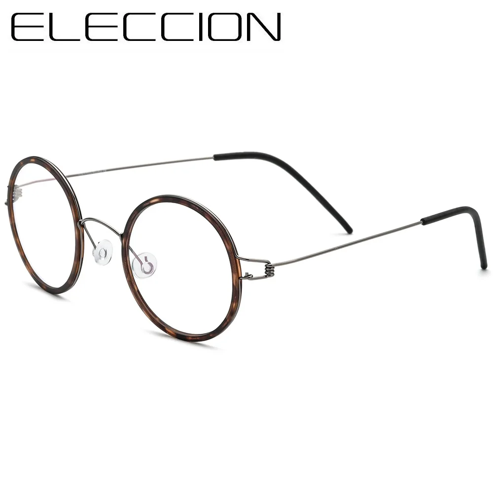 

ELECCION Titanium Screwless Eyewear Prescription Eyeglasses Frame Men Round Myopia Optical Denmark Korean Glasses Frames Women