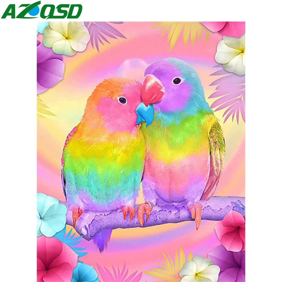 

AZQSD Painting By Numbers Birds Diy HandPainted On Canvas 40x50cm Framed Home Decor Oil Painting By Numbers Colorful Animal