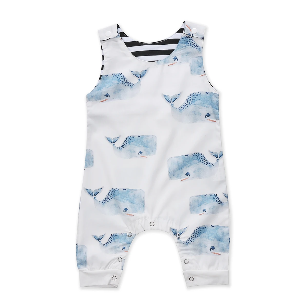 

Newborn Baby Boys Girls Romper Sleeveless Summer Whale Jumpsuit White Playsuit Outfits Boy Girl Rompers Round Neck Clothing