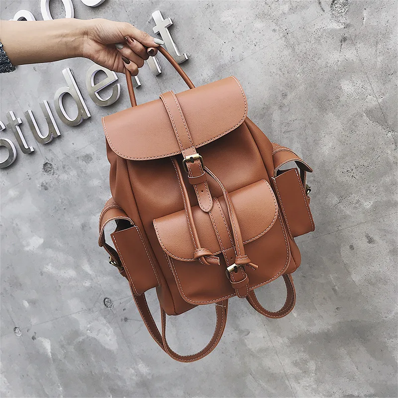 Стильный кожаный рюкзак для путешествий женская сумка Минималистичная