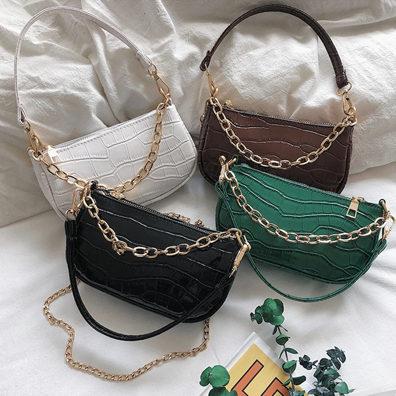 

New Trend Women's Bags 2021 Fashion All-match Shoulder Bag Messenger Bag PU Leather Zipper Baguette Luxury Designer Handbags