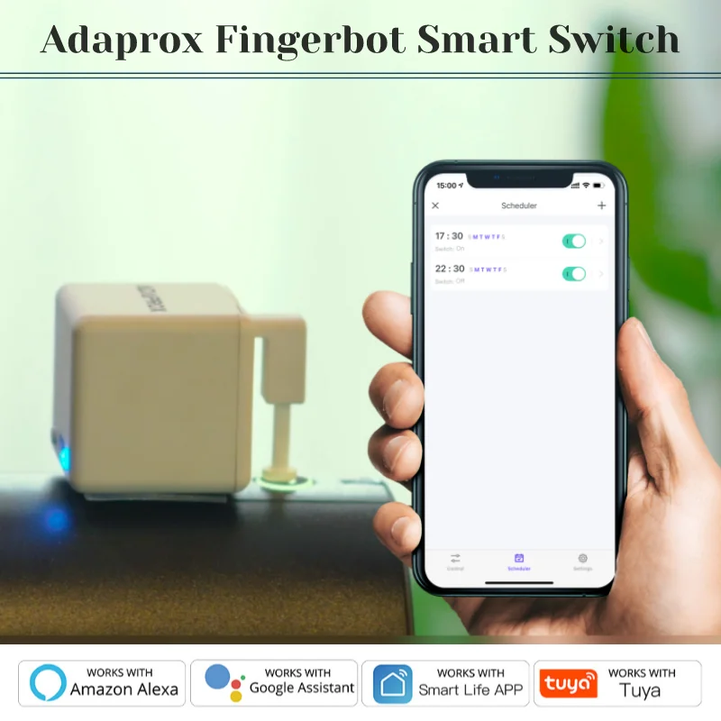 

Adaprox Fingerbot Smart Switch Robot Smart Life/TUYA/ Adaprox APP Smart Mechanical Arms Work With Alexa Google Assistant