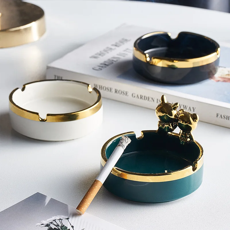 

Trend light luxury Phnom Penh ceramic smoking pot office tea table anti ash decoration cigarette dish ornaments