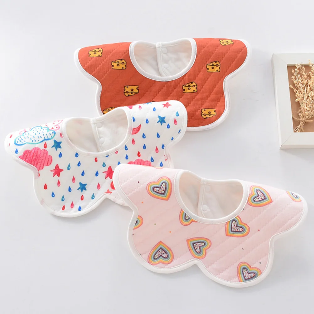 3 Pieces Baby Bibs Waterproof Flower Shape Round Neck 360 Degree Rotation Burp Cloths Saliva Towel Infant Feeding Stuff