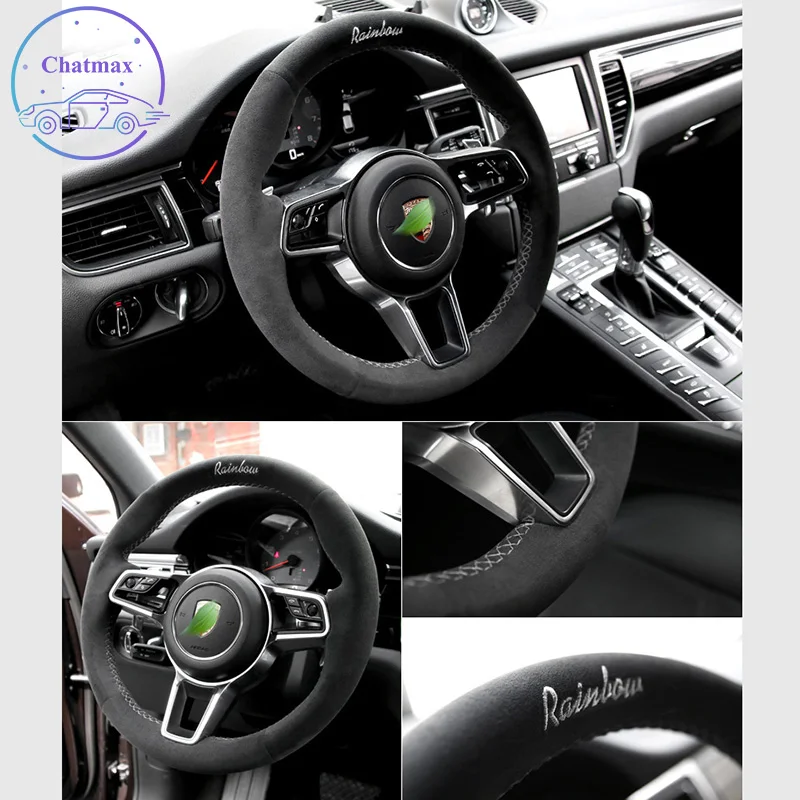 

Чехол на руль для Porsche Macan Taycan Cayenne Panamera 996 911 718, из замши и кожи