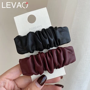 Levao Новые однотонные заколки для волос для элегантных женщин из искусственной кожи с боковой застежкой заколки-пряжки для волос аксессуары для волос Головные уборы