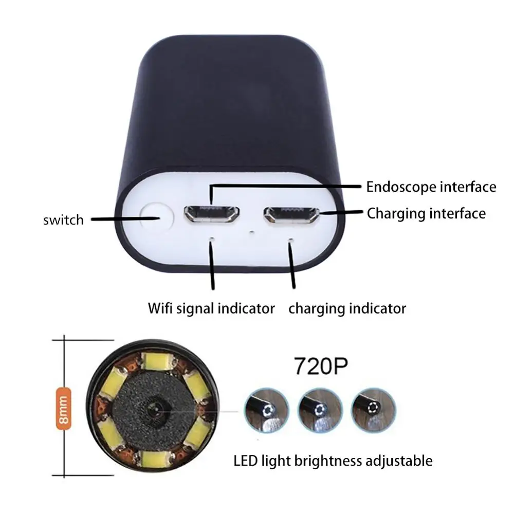 Pripaso WIFI эндоскоп камера HD 720P водонепроницаемый осмотр беспроводной мини кабель USB