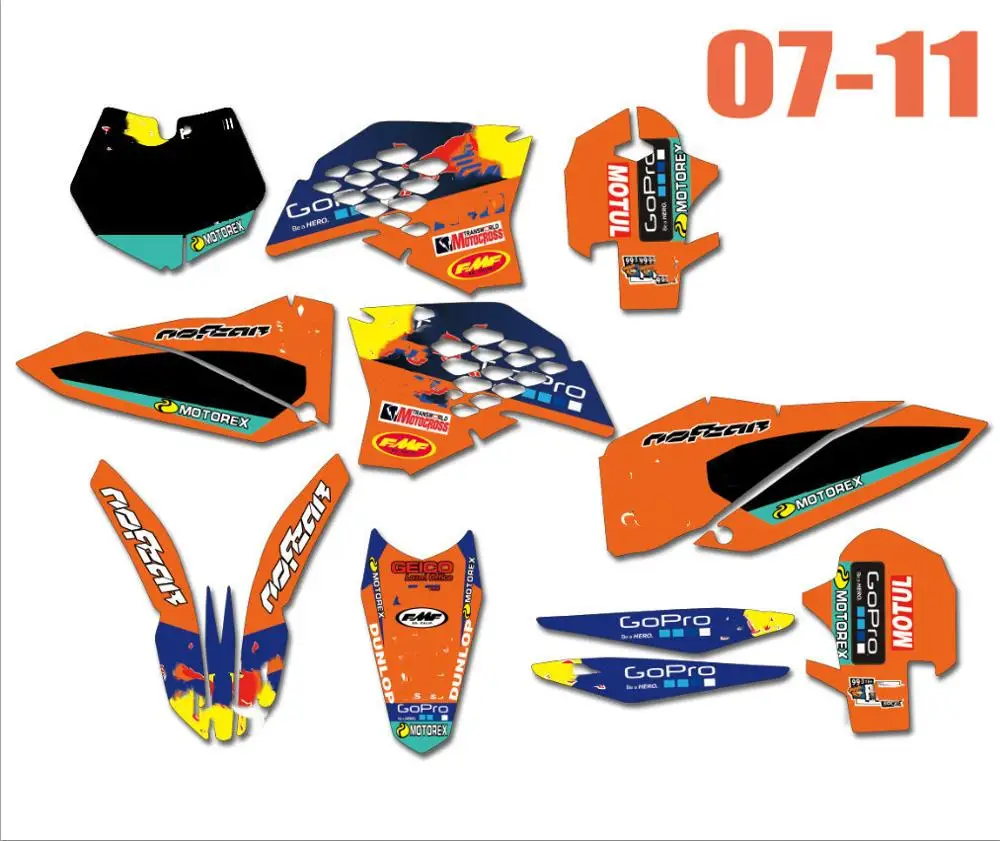 Изготовленный На Заказ номера Графический фон наклейки для KTM SX EXC EXC-F XCF XC-F 2008 2009