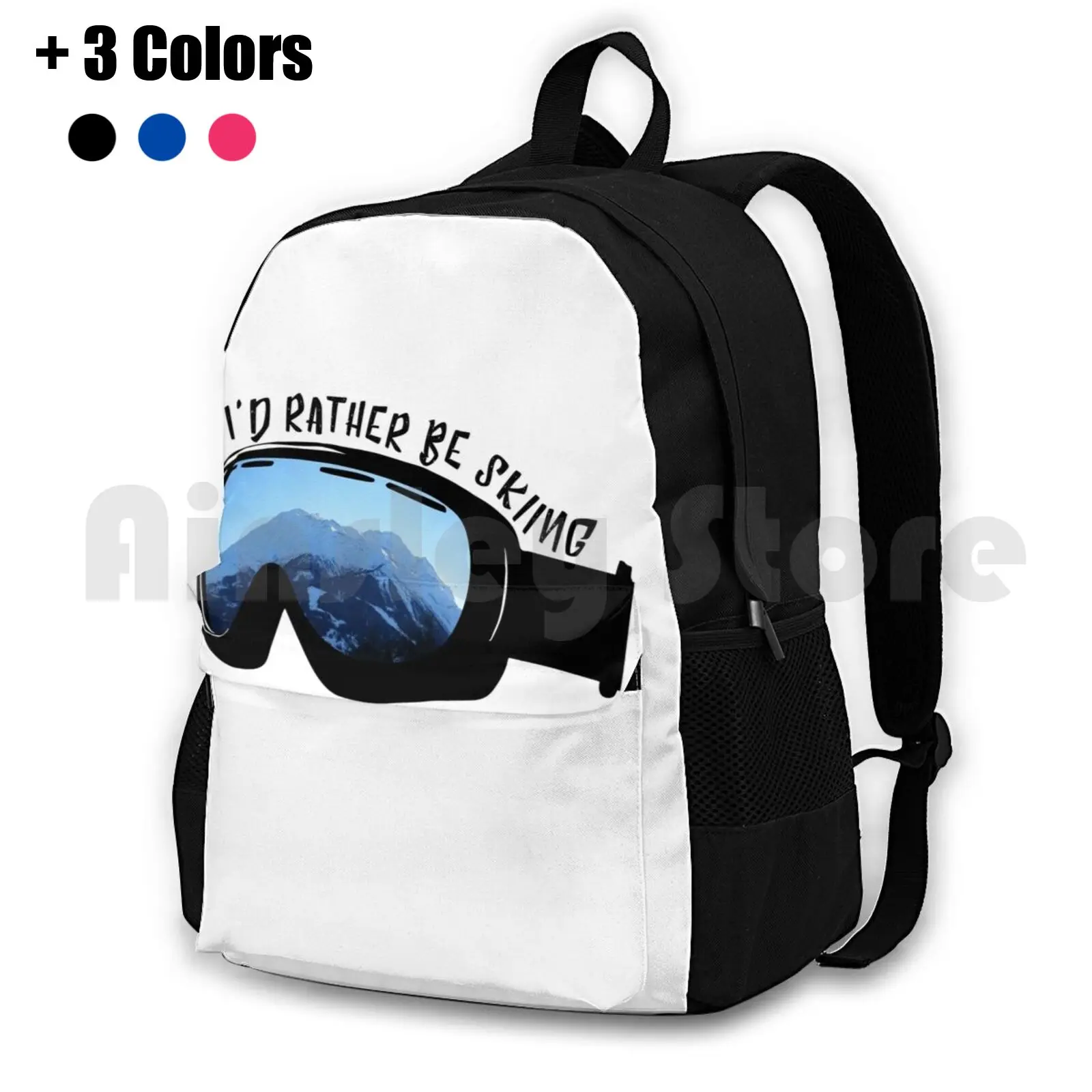 

I'D Rather Be Skiing-Goggles Outdoor Hiking Backpack Waterproof Camping Travel Id Rather Be Skiing Ski Mountain Swiss Alps