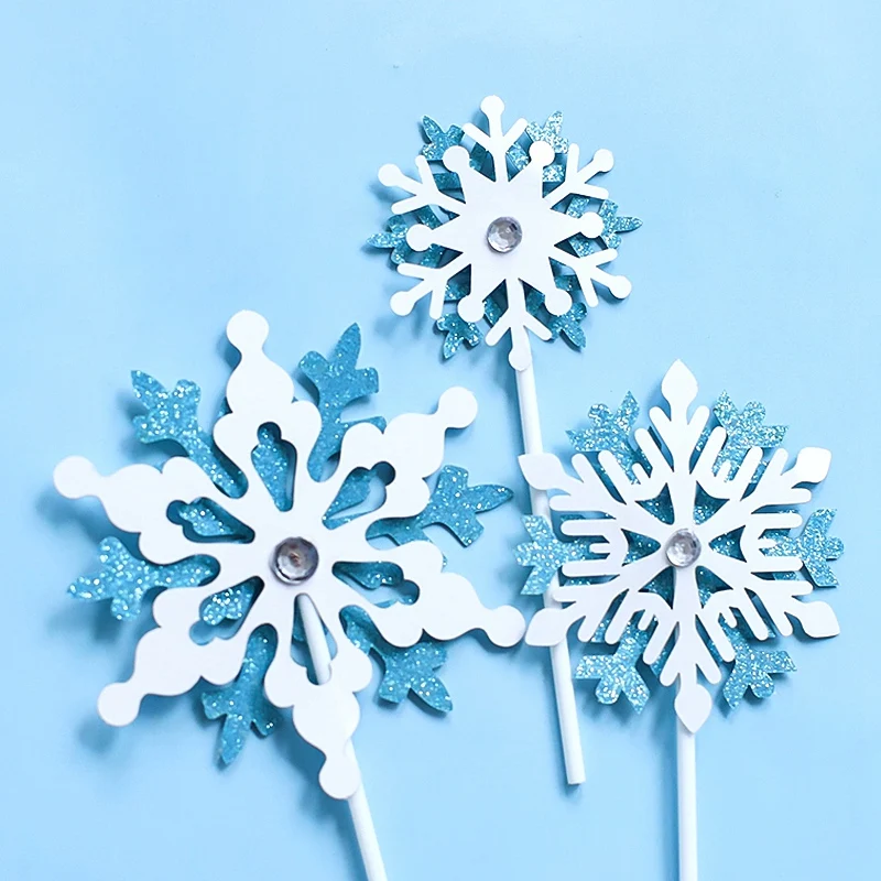 

12Pcs Glitter Snowflake Cupcake Toppers Cake Picks Decoration for Birthday Wedding Baby Shower Party