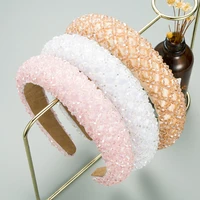 baroque full rhinestones padded headbands crystal beads hairband headband for women 2021 luxury shiny headwear hair accessories