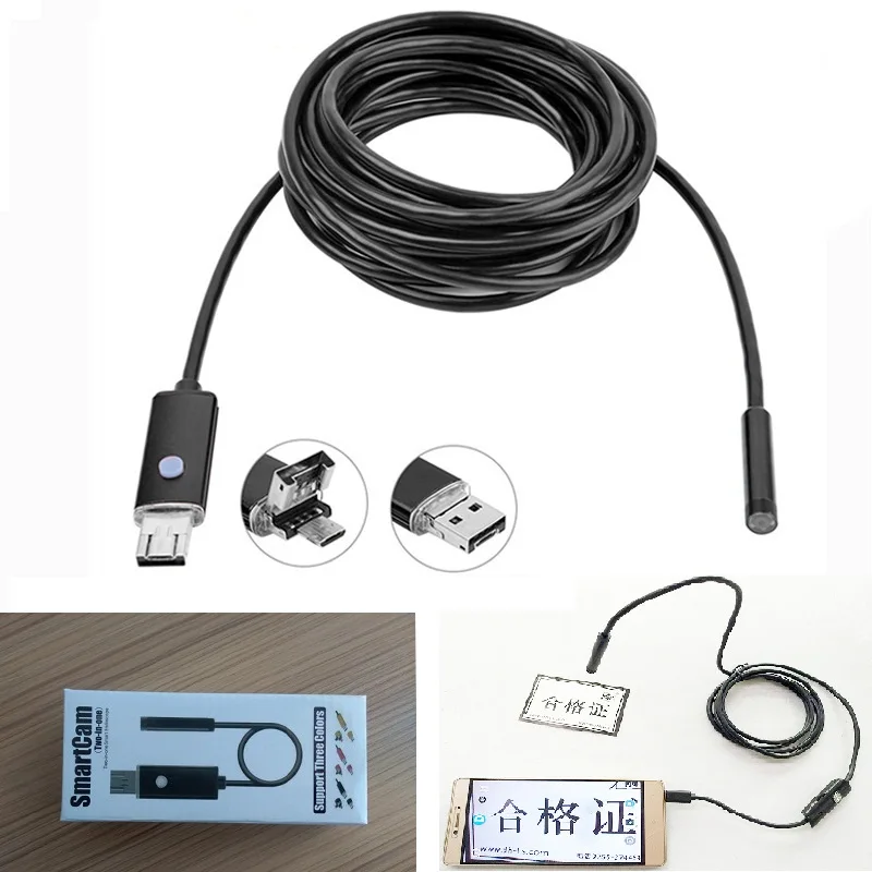 Водонепроницаемый светодиодный мини эндоскоп 2 в 1 с Wi Fi и USB кабелем|Компактные