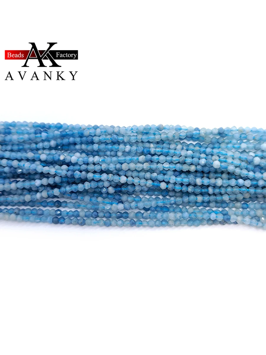 Natural Faceted GemStones Aquamarine Beads Small Section Loose Spacer For Jewelry Making DIY Necklace Bracelet 15''2x3mm 3x4mm