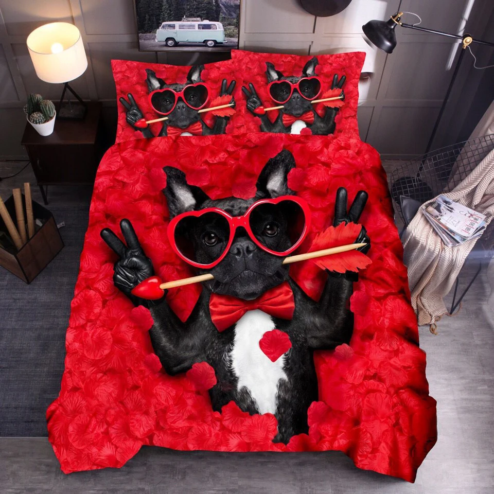Комплект постельного белья с 3d-изображением собаки, дизайнерский комплект с пододеяльником и покрывалом с рисунком животных, для детей и ма... от AliExpress RU&CIS NEW