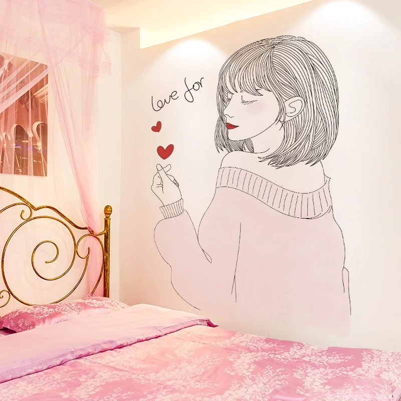 [SHIJUEHEZI] мультфильм девушка наклейки на стену ПВХ материал DIY Красота настенные наклейки для детской комнаты гостиная магазин стекло украшение