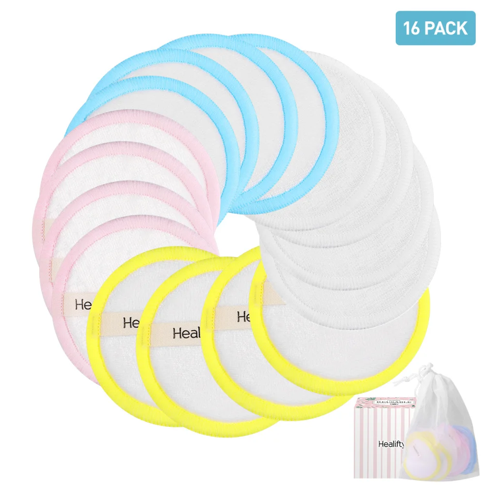 

Healifty 16PCS Reusable Makeup Removal 3-layer Facial Body Cotton Cosmetics Remover Pads (Assorted Color)