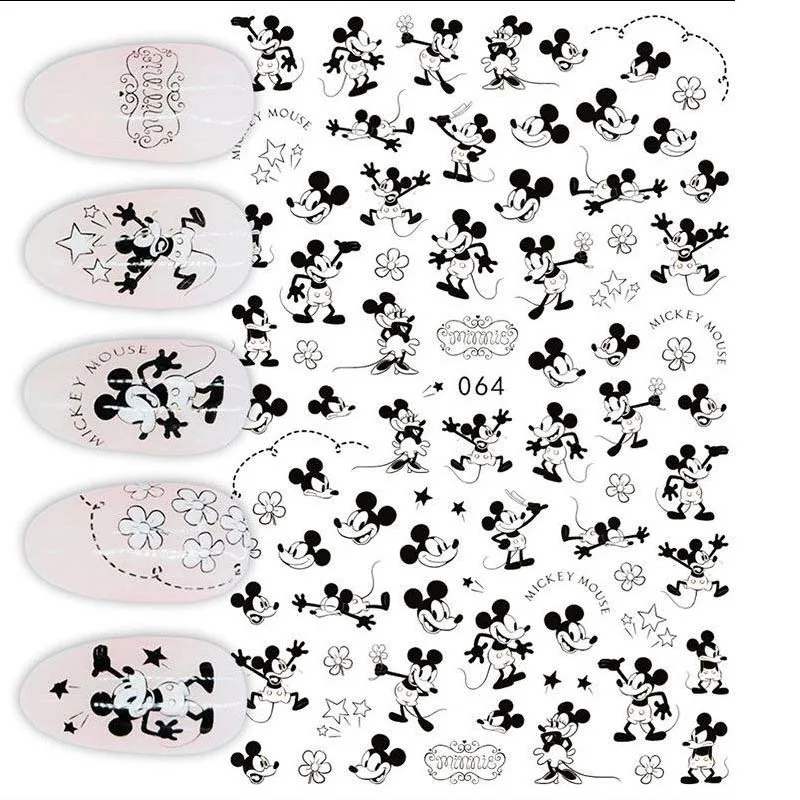 

1PCS Disney Cartoon Anime Mickey Mouse Princess Cartoon Nail Sticker Snow White Donald Duck Nail Decoration Repair Decal