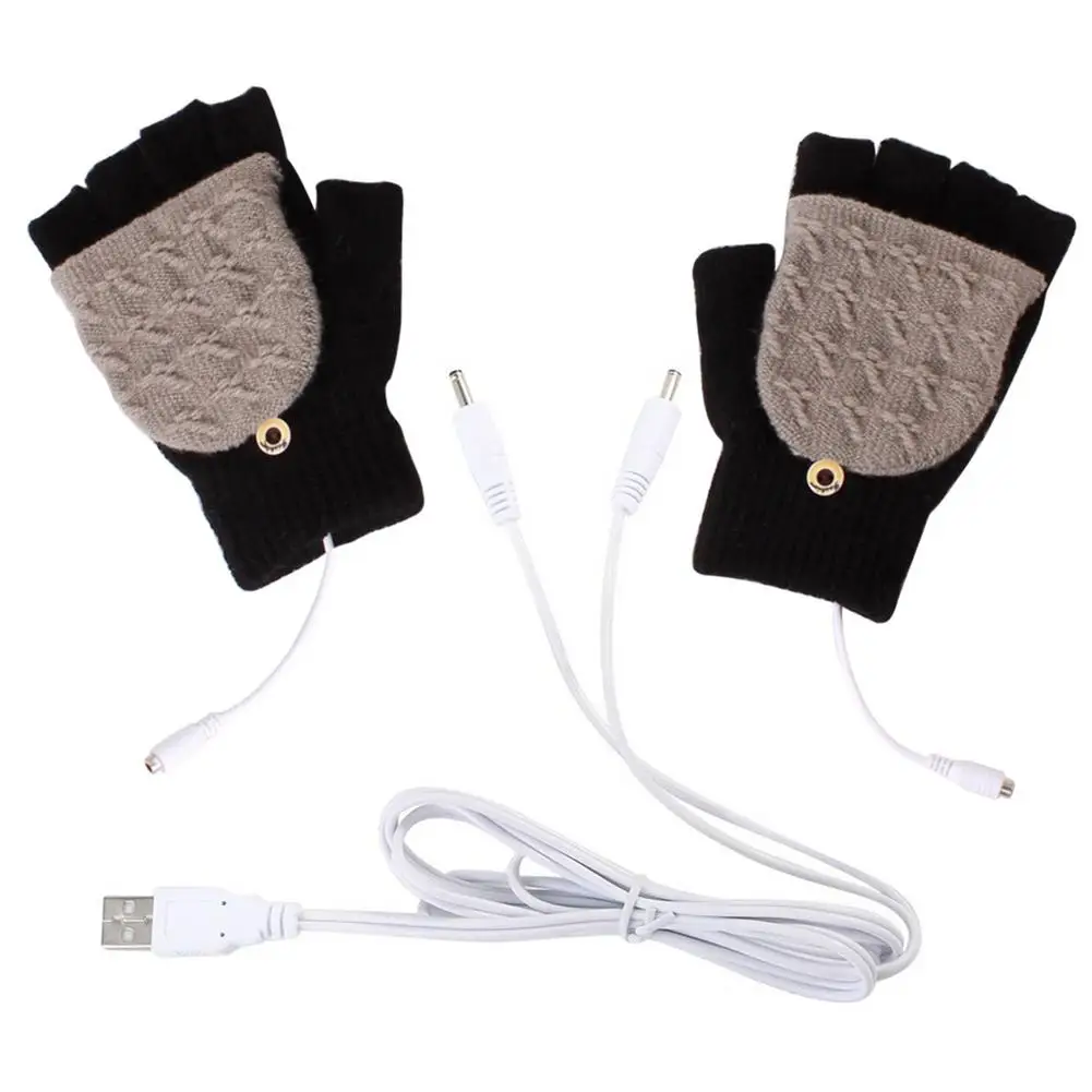 

Electric Heated Gloves Clamshell USB Heating Gloves Winter Woolen Half Finger Warm Gloves Outdoor Cycling Working Mittens Glove