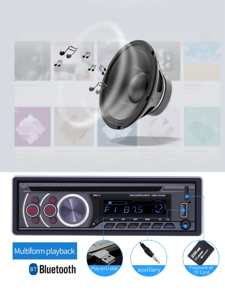 ALLOYSEED 8169A 1 Din Bluetooth автомобильный стерео MP3-плеер 1din Авторадио CD VCD DVD AUX USB FM радио Авто Аудио Автомобильный плеер головное устройство